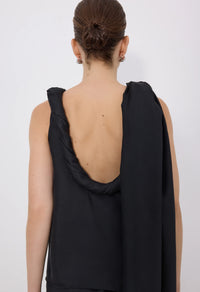 Loulou De Saison Top Wilma Twisted Collar Top, Black Soho-Boutique