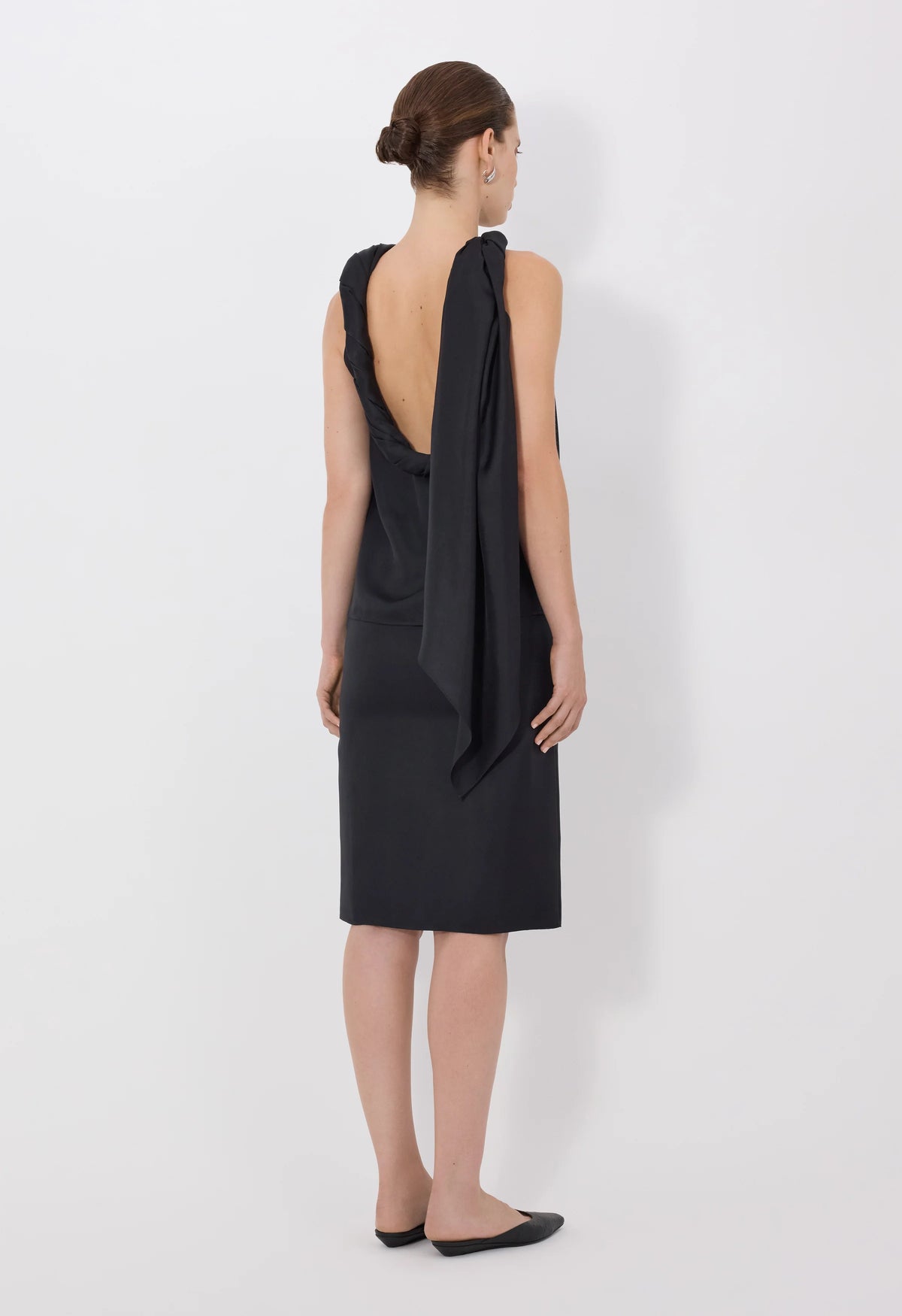 Loulou De Saison Top Wilma Twisted Collar Top, Black Soho-Boutique