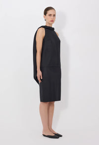 Loulou De Saison Top Wilma Twisted Collar Top, Black Soho-Boutique