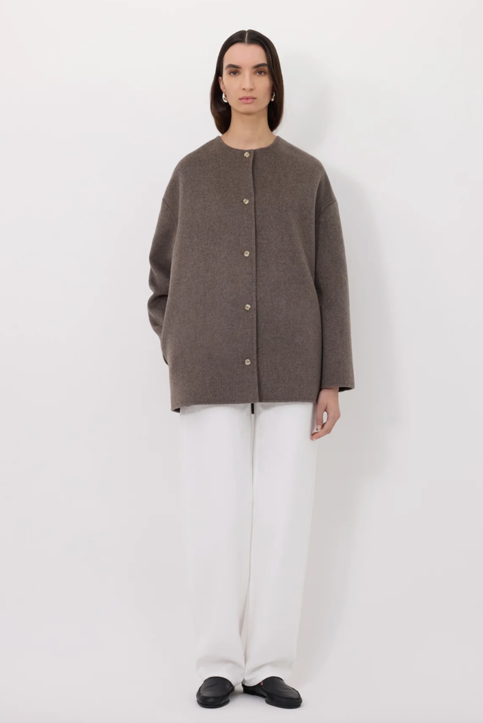 LouLou Studio Coat Dunne Coat, Taupe Melange Soho-Boutique