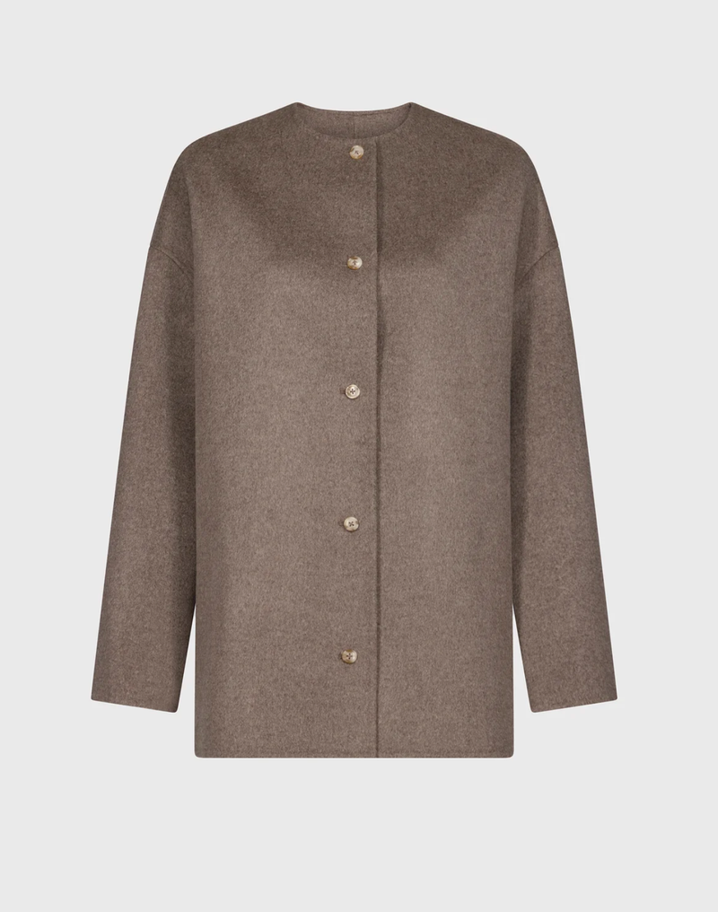 LouLou Studio Coat Dunne Coat, Taupe Melange Soho-Boutique