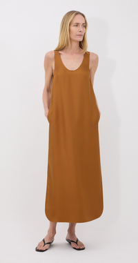 LouLou Studio Dress Nada Silk Dress, Ocher Soho-Boutique