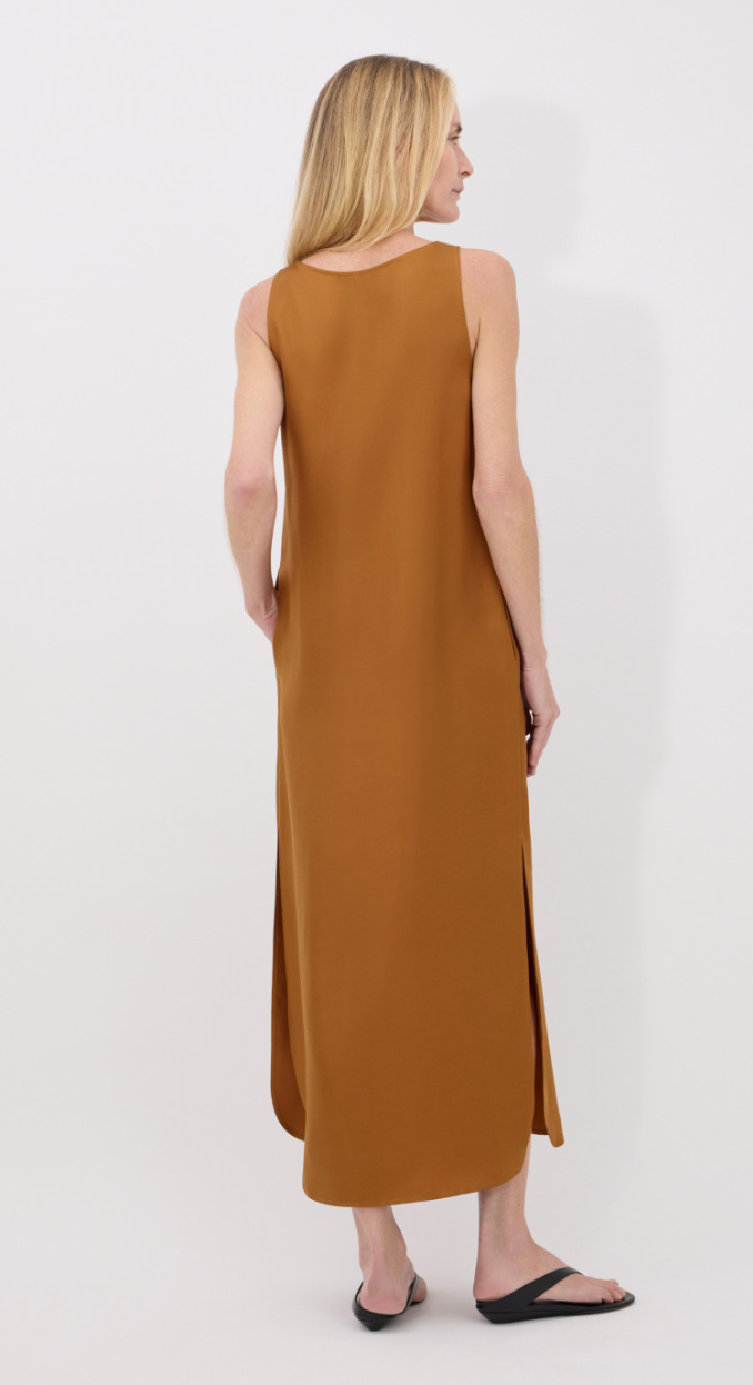 LouLou Studio Dress Nada Silk Dress, Ocher Soho-Boutique