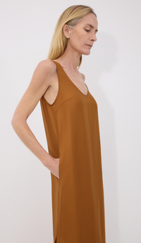 LouLou Studio Dress Nada Silk Dress, Ocher Soho-Boutique