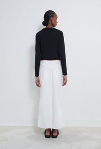 LouLou Studio Skirt Rona Denim Skirt, Ivory Soho-Boutique