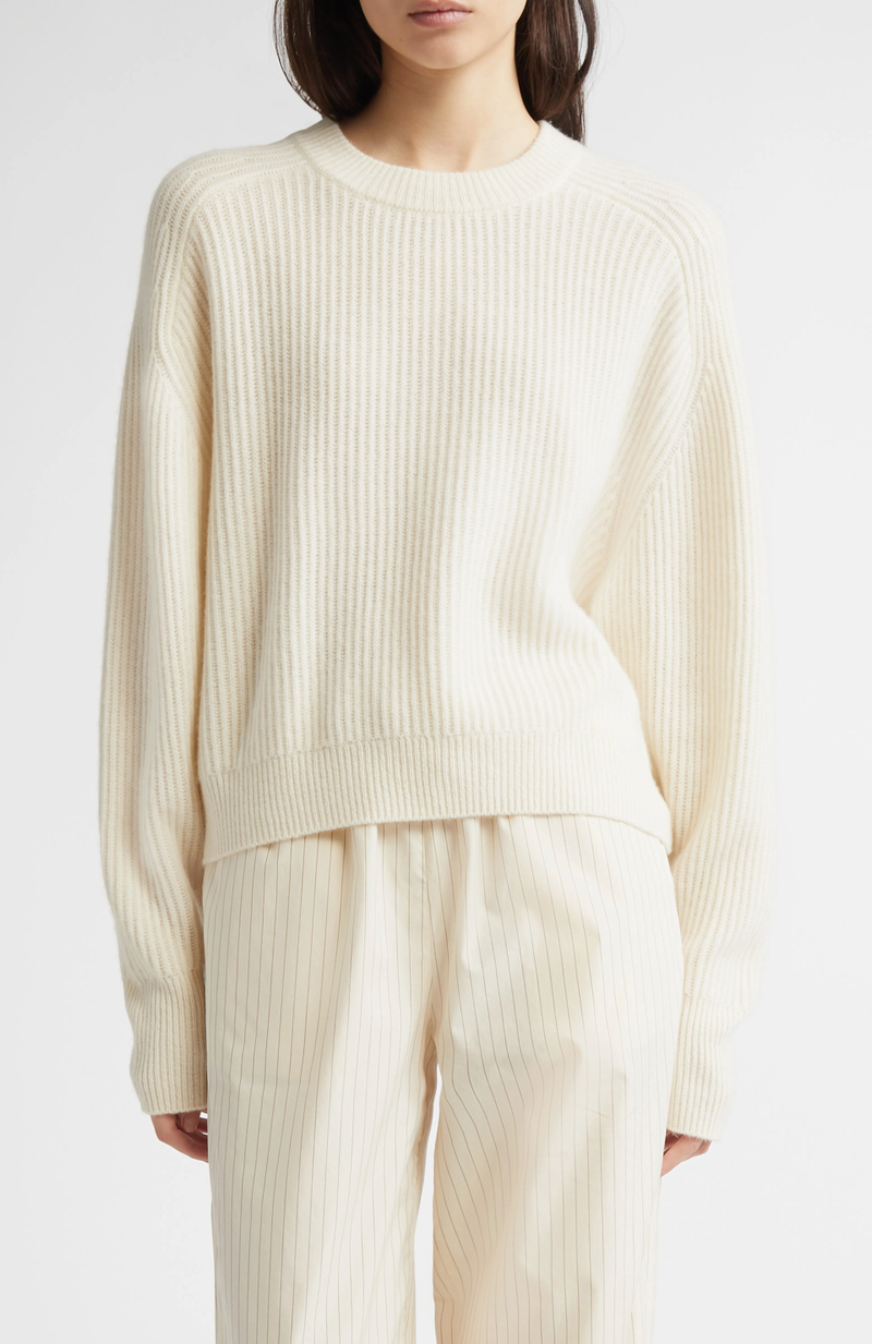 LouLou Studio Sweater Berenice Sweater, Ivory Soho-Boutique