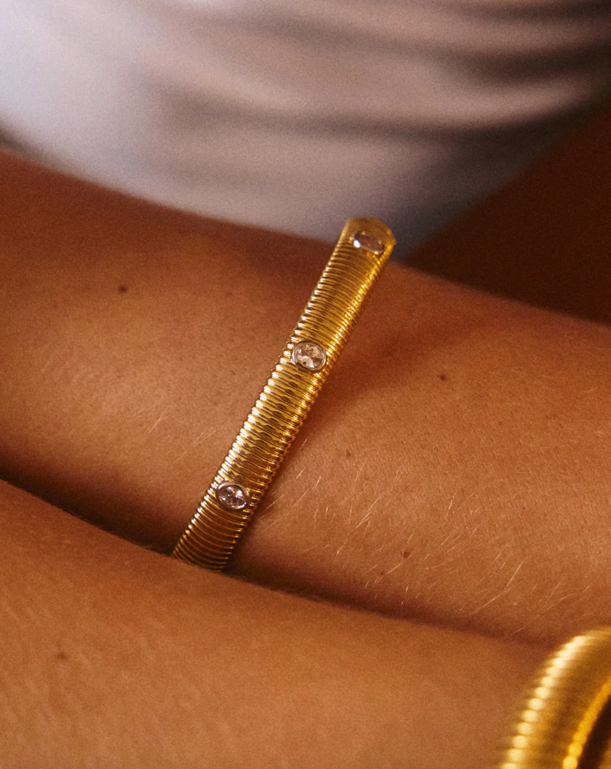 LUV AJ Bracelet The Georgia Ridged Bangle, Gold Soho-Boutique
