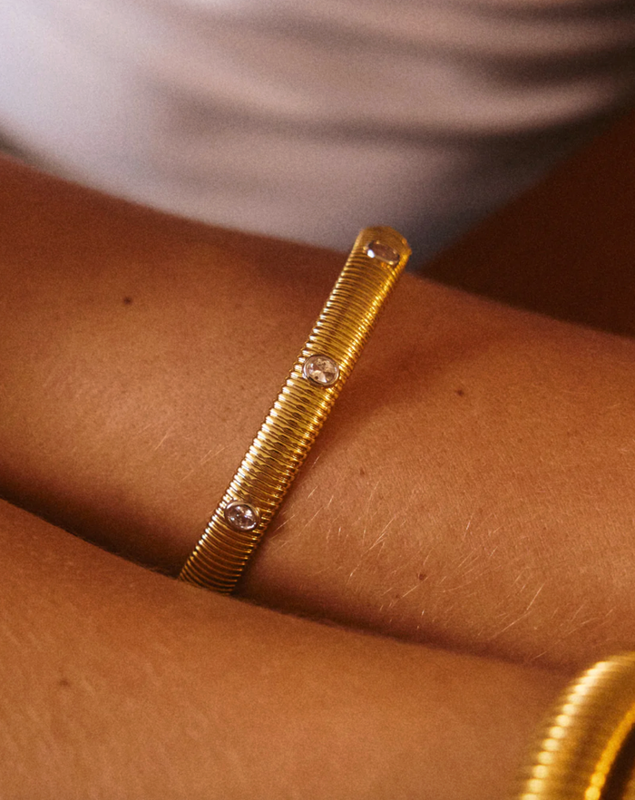 LUV AJ Bracelet The Georgia Ridged Bangle, Gold Soho-Boutique