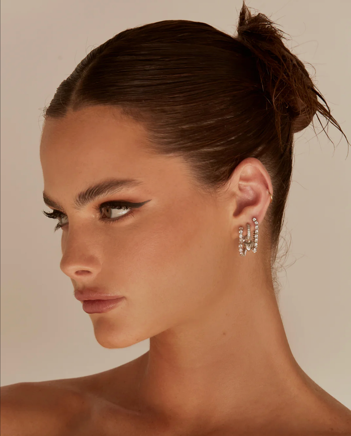 LUV AJ Earrings Ballier Chain Studs, Silver Soho-Boutique
