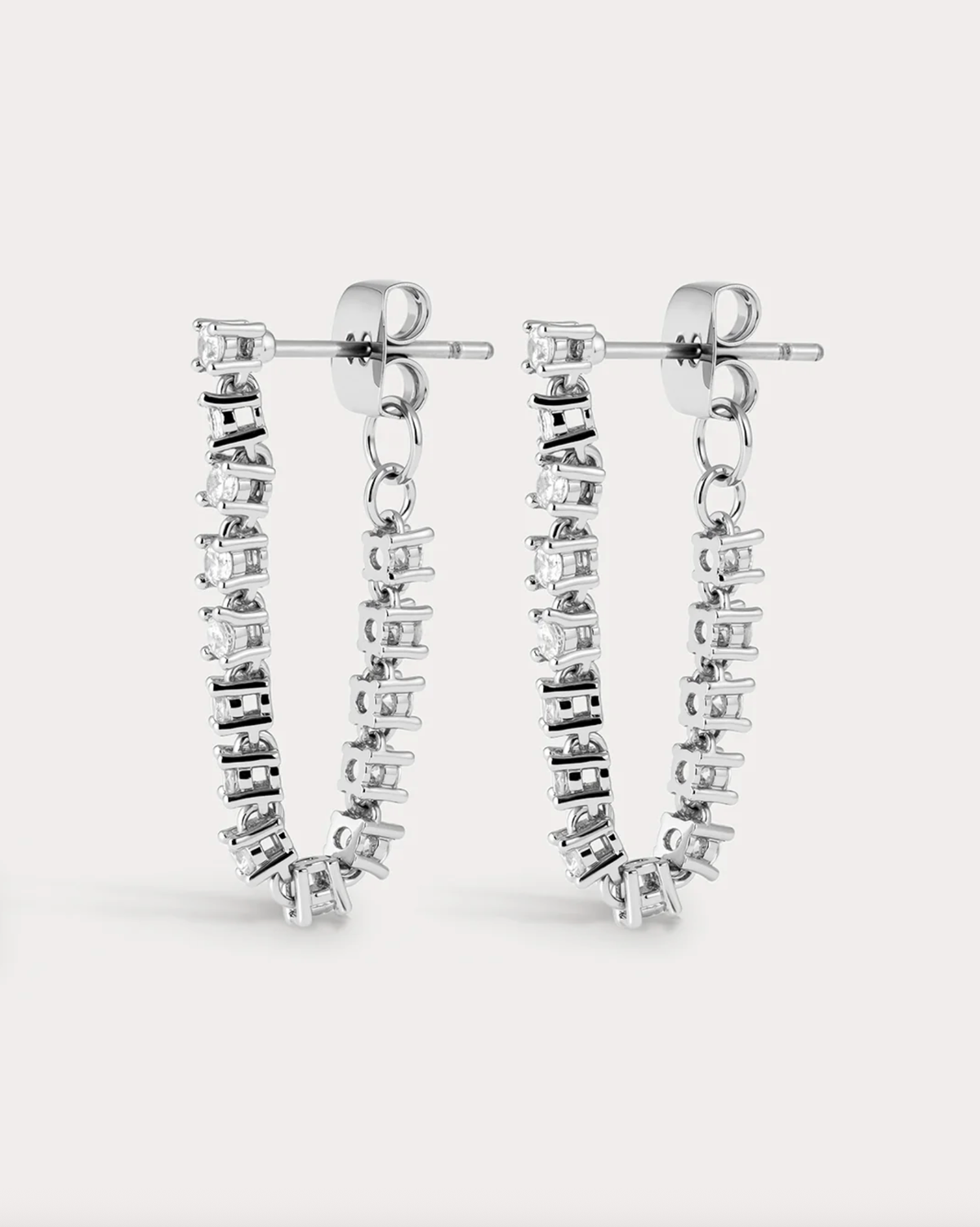 LUV AJ Earrings Ballier Chain Studs, Silver Soho-Boutique