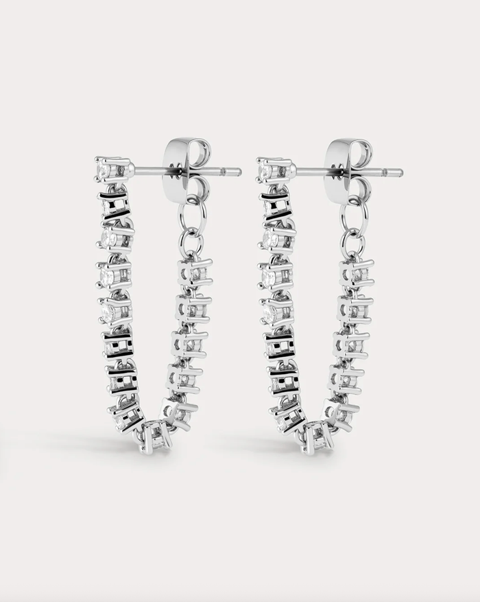 LUV AJ Earrings Ballier Chain Studs, Silver Soho-Boutique