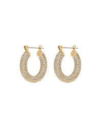 LUV AJ Earrings Pave Baby Amalfi Hoops, Gold Soho-Boutique