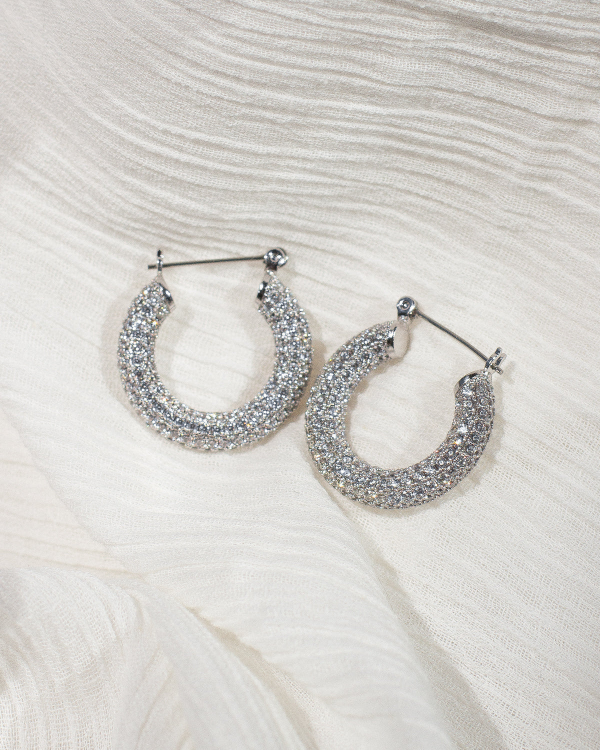 LUV AJ Earrings Pave Baby Amalfi Hoops, Silver Soho-Boutique