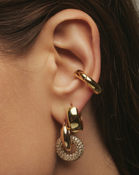 LUV AJ Earrings Pave Interlock Hoops, Gold Soho-Boutique