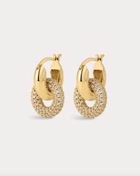 LUV AJ Earrings Pave Interlock Hoops, Gold Soho-Boutique