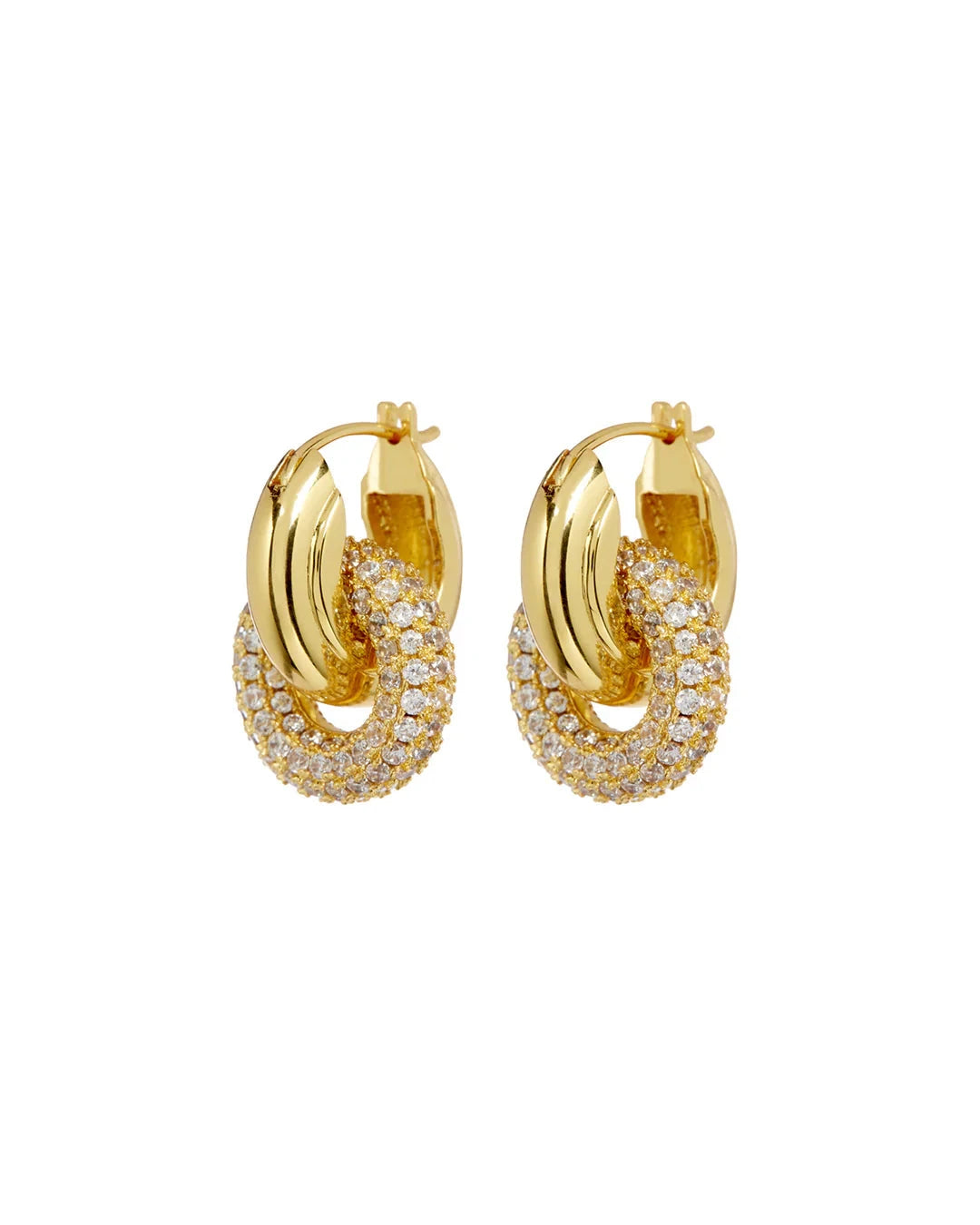 LUV AJ Earrings Pave Interlock Hoops Soho-Boutique