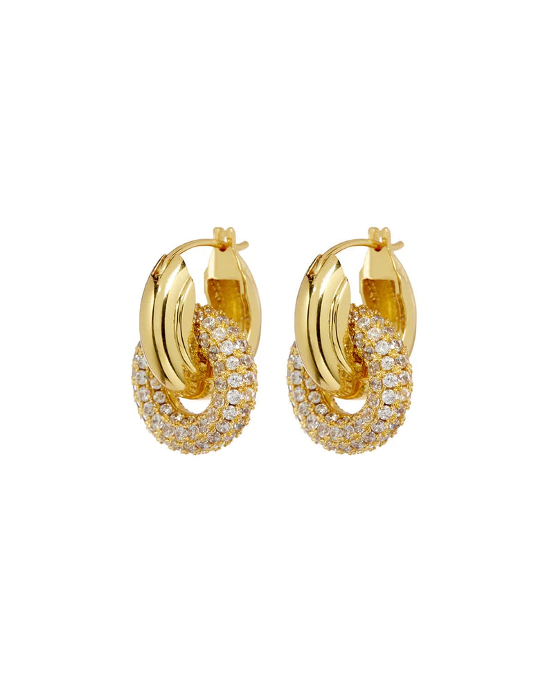 LUV AJ Earrings Pave Interlock Hoops Soho-Boutique