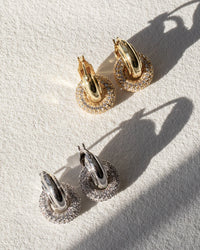 LUV AJ Earrings Pave Interlock Hoops Soho-Boutique