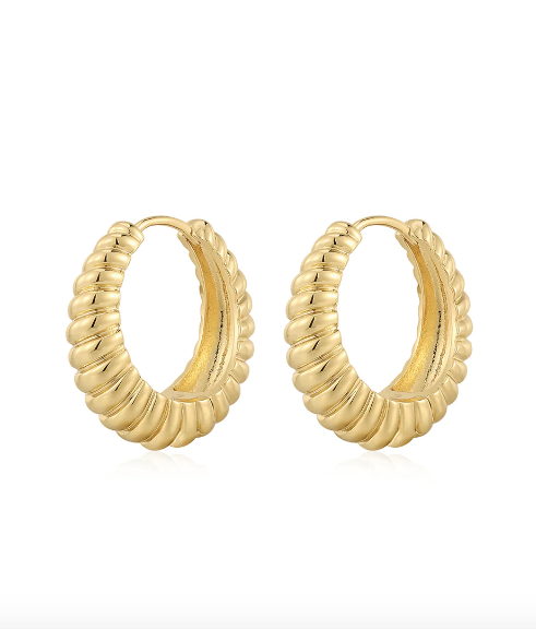 LUV AJ Earrings Ridged Marbella Hoops, Gold Soho-Boutique