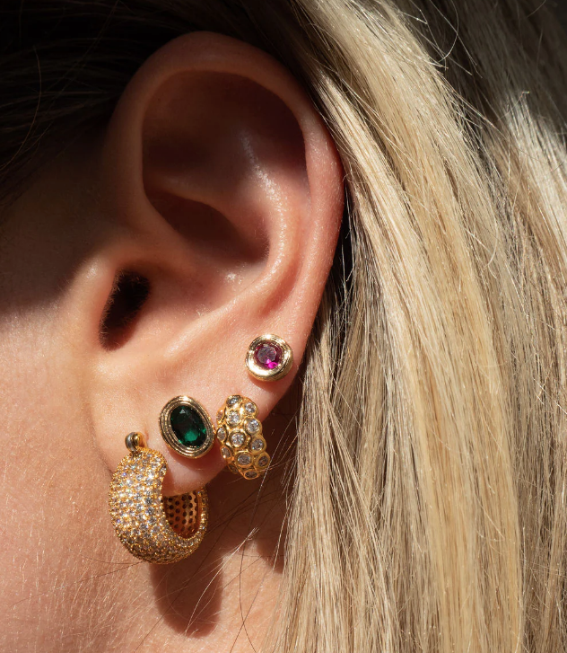 LUV AJ Earrings Sienna Stone Hoops, Gold Soho-Boutique