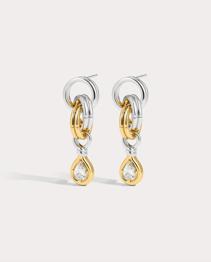 LUV AJ Earrings The Georgia Stone Twisted Studs, Silver Soho-Boutique