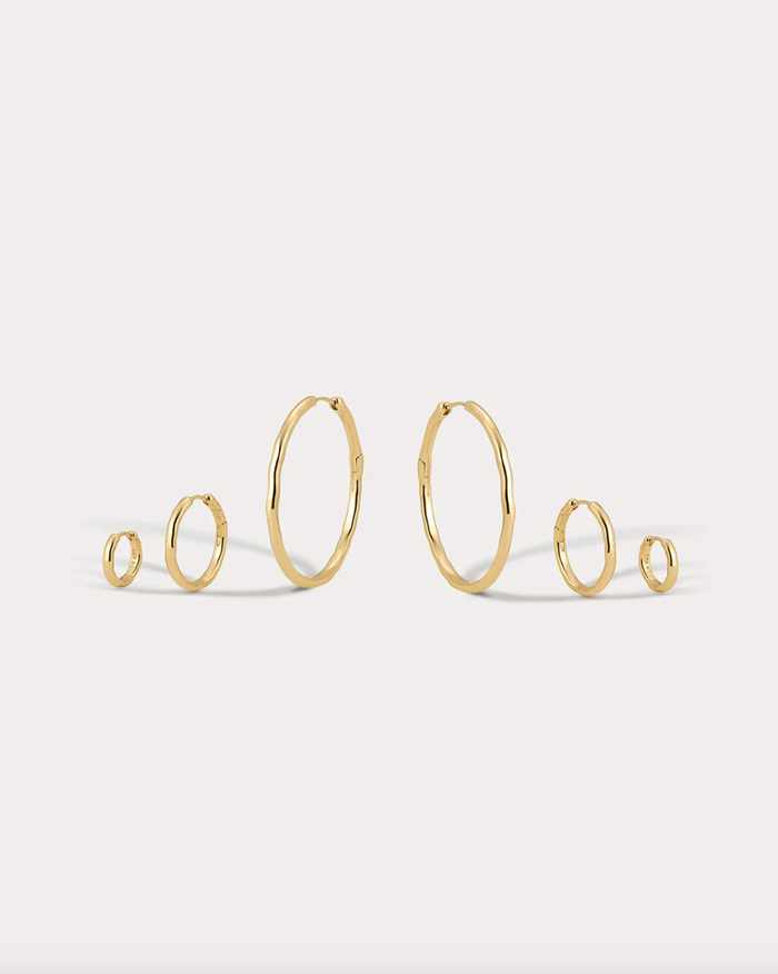 LUV AJ Earrings The Granada Hammered Hoops, Gold Soho-Boutique