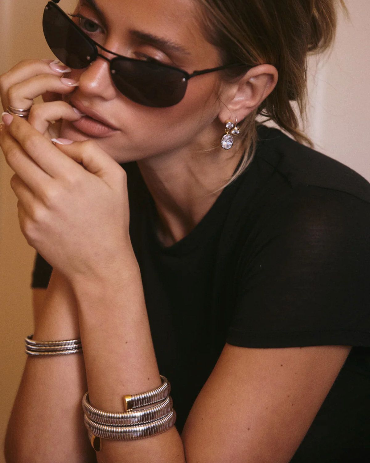 LUV AJ Earrings The Marais Hook Earring, Silver Soho-Boutique