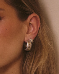 LUV AJ Earrings The Pave Georgia Ridged Hoops, Silver Soho-Boutique