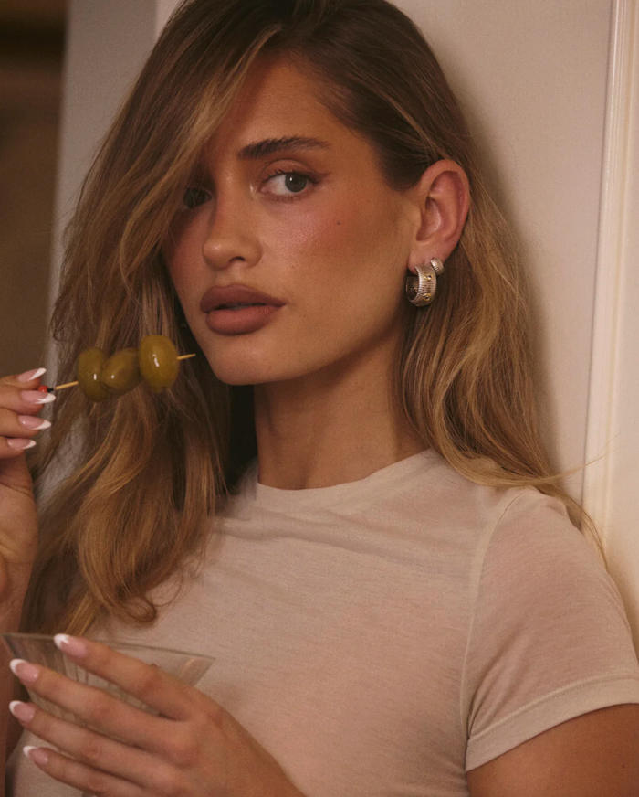 LUV AJ Earrings The Pave Georgia Ridged Hoops, Silver Soho-Boutique