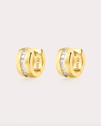LUV AJ Earrings The Pave Stripe Monaco Huggies, Gold Soho-Boutique