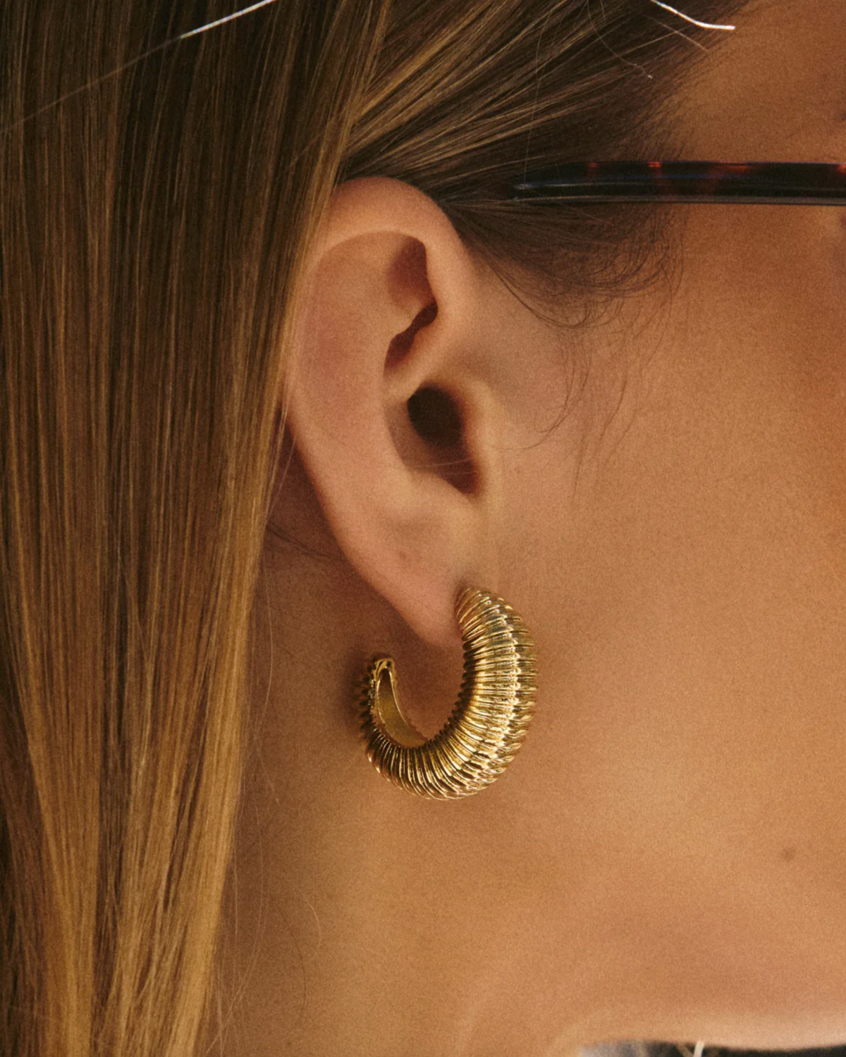 LUV AJ Earrings The XL Georgia Ridged Hoops, Gold Soho-Boutique