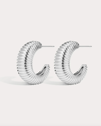 LUV AJ Earrings The XL Georgia Ridged Hoops, Silver Soho-Boutique