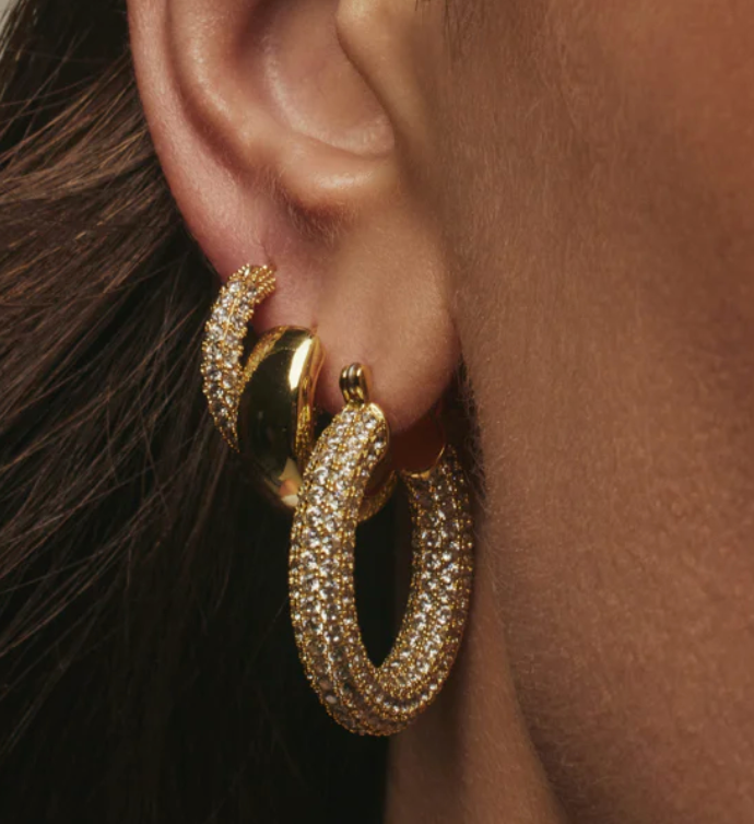 LUV AJ Jewelry Pave Baby Amalfi Hoops, Gold Soho-Boutique
