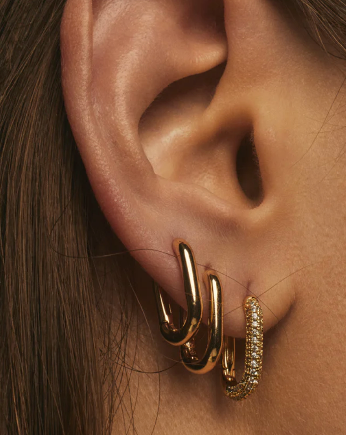 LUV AJ Jewelry Pave Chain Link Huggies, Gold Soho-Boutique