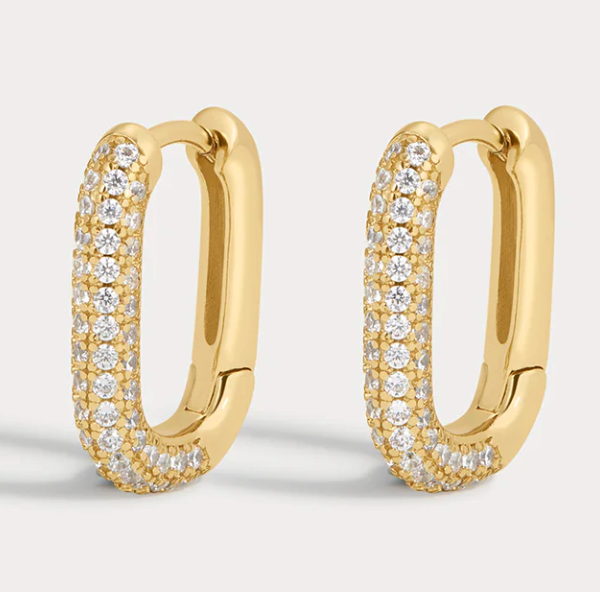 LUV AJ Jewelry Pave Chain Link Huggies, Gold Soho-Boutique