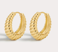 LUV AJ Jewelry Ridged Marbella Hoops, Gold Soho-Boutique