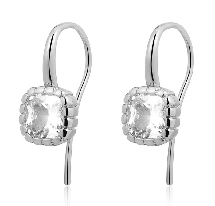 LUV AJ Jewelry The Classique Cushion Hook Earrings, Silver Soho-Boutique