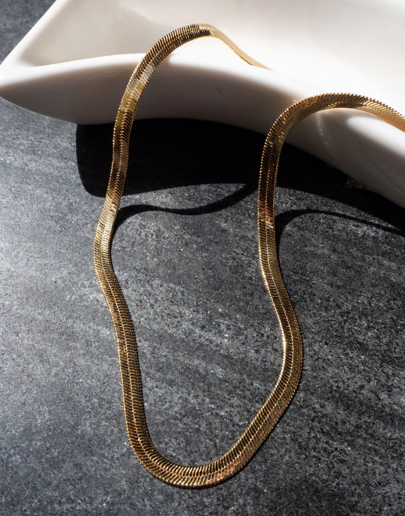 LUV AJ Necklace Classique Herringbone Chain, Gold Soho-Boutique