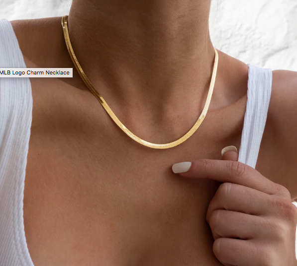 LUV AJ Necklace Classique Herringbone Chain, Gold Soho-Boutique