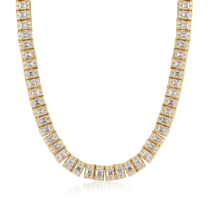 LUV AJ Necklace Triple Crystal Tennis Necklace, Gold Soho-Boutique