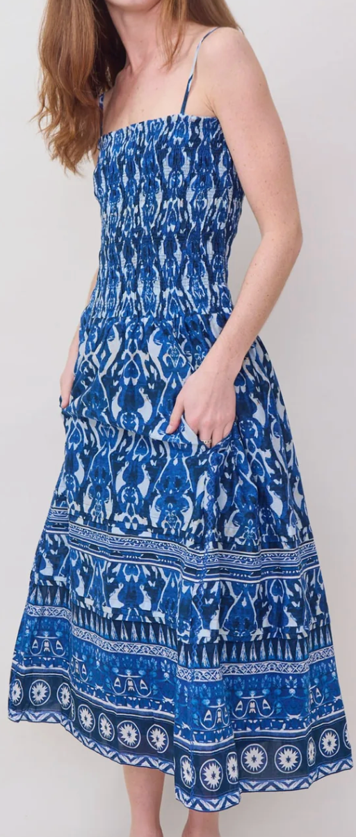 Delancey Selva Midi Dress, Blue Vibes XS Delancey Selva Midi Dress, Blue Vibes XS