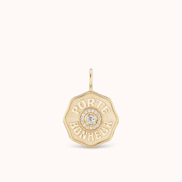 Marlo Laz Fine Jewelry Raised Gold Mini Diamond Halo Porte Bonheur Soho-Boutique