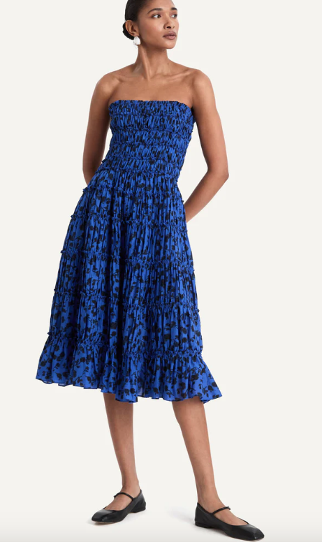 Merlette Dress Galet Dress, Cobalt Ink Floral Soho-Boutique