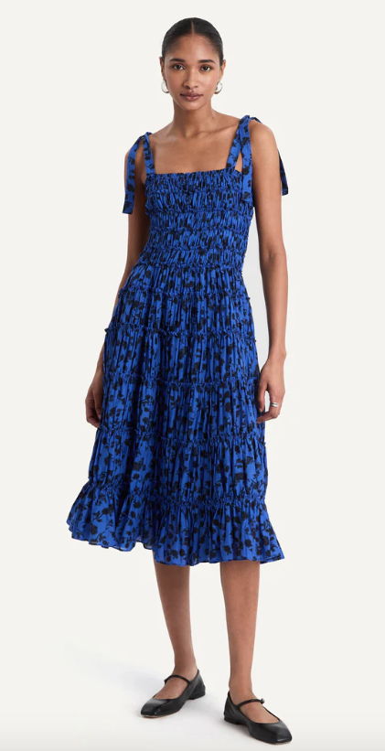 Merlette Dress Galet Dress, Cobalt Ink Floral Soho-Boutique