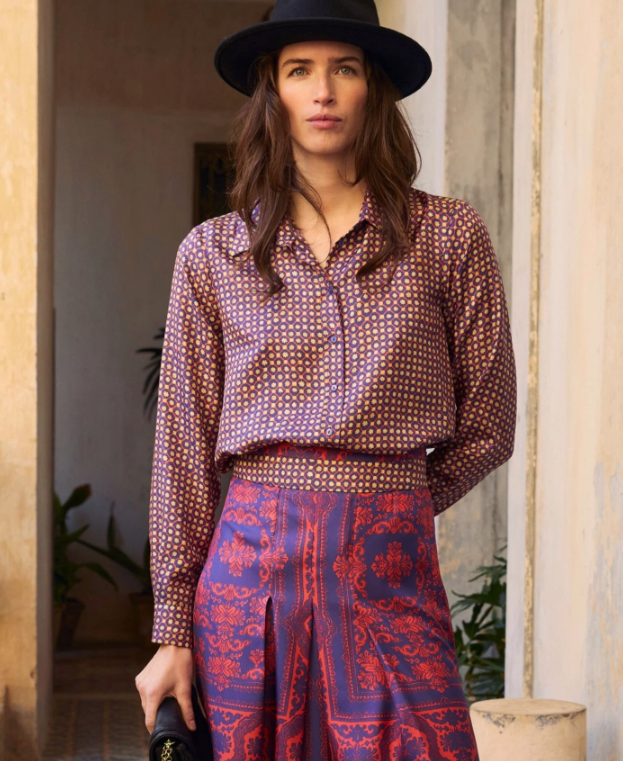 Momoni Shirt Arles Shirt, Coral Indigo Soho-Boutique