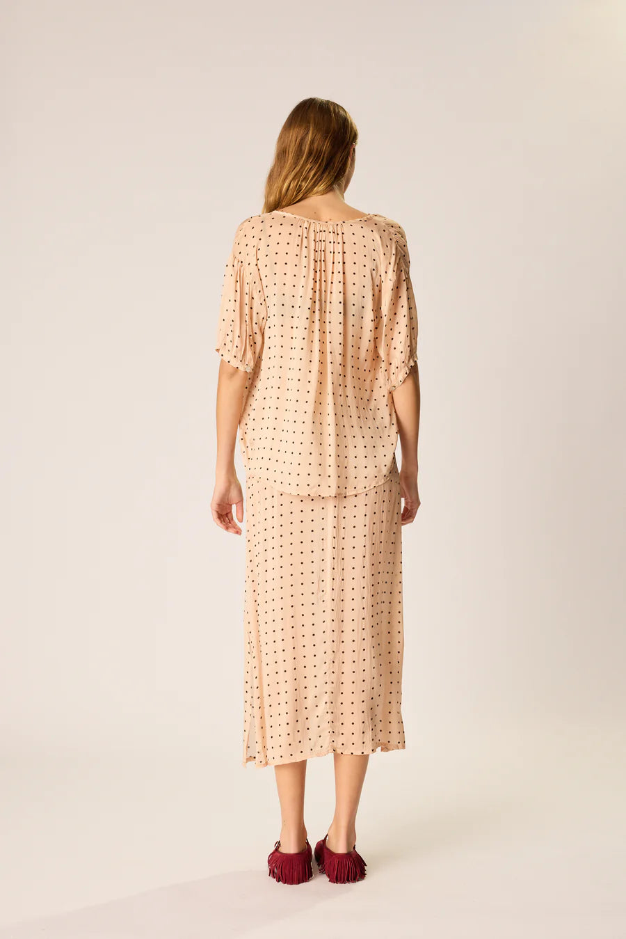 Natalie Martin Blouse Violet Top, Polka Dot Crema Soho-Boutique