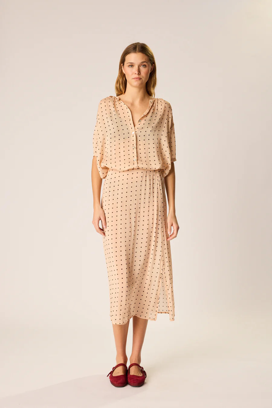 Natalie Martin Blouse Violet Top, Polka Dot Crema Soho-Boutique