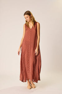 Natalie Martin Dress Tova Maxi Dress, Polka Dot Cappuccino Soho-Boutique