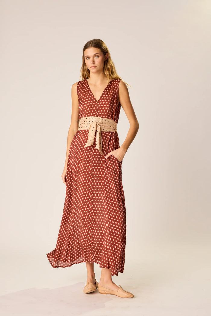 Natalie Martin Dress Tova Maxi Dress, Polka Dot Cappuccino Soho-Boutique
