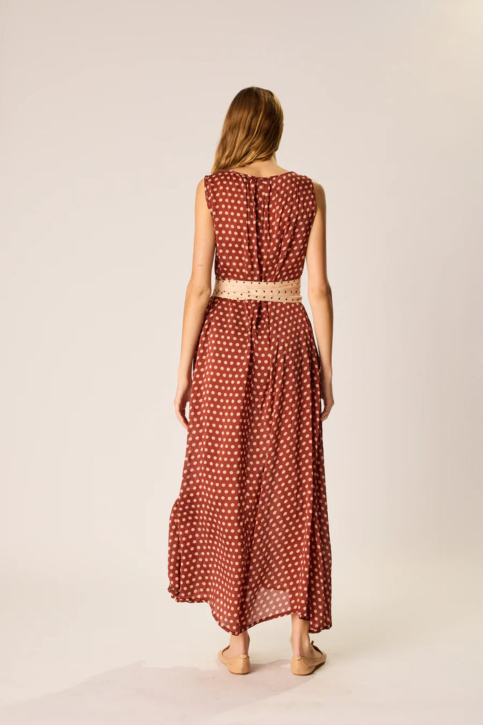 Natalie Martin Dress Tova Maxi Dress, Polka Dot Cappuccino Soho-Boutique
